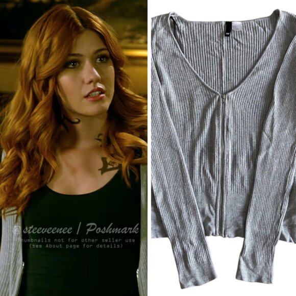 H&M Ribbed Zip Up Cardigan ASO Clary Fray - Picture 1 of 9